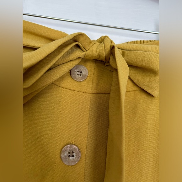 Cato Midi Length Button Down Yellow Skirt with Attached Ribbon Tie Size Small - Picture 4 of 10